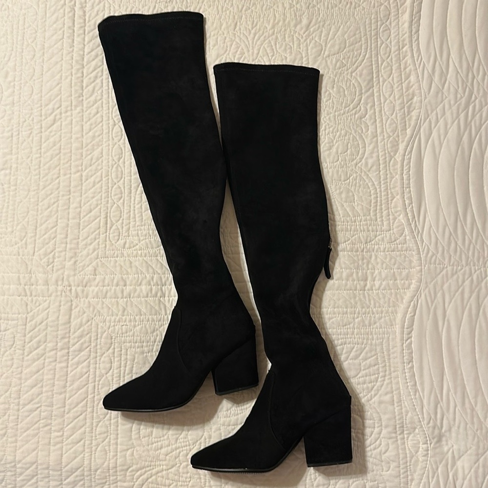 Goodnight Macaroon Black Over the Knee Boots- NEW never worn